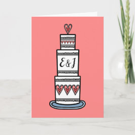 Aangepaste Illustratie van Trouwtaart Trouwkaart Kaart