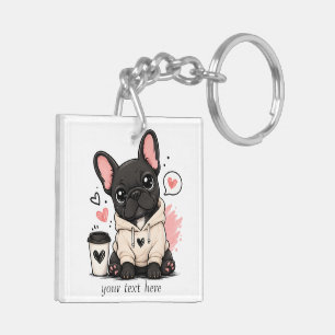 Aangepaste Illustratie van Zacht Frans Bulldog Tru Sleutelhanger