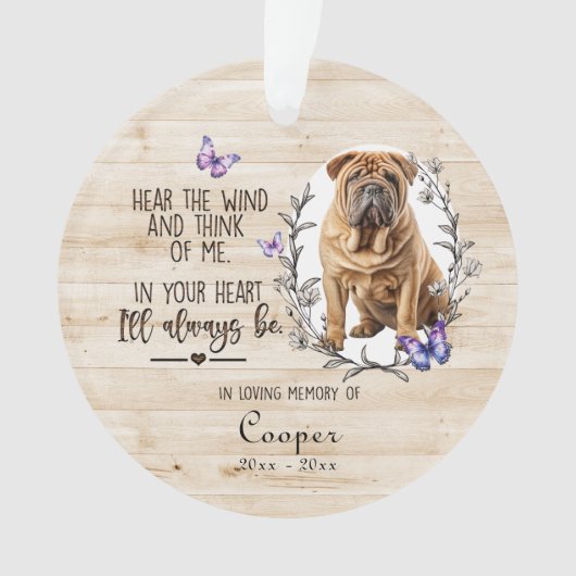 Aangepaste In Lieve Herinnering Huisdier Hond Bloe Ornament (voorkant)