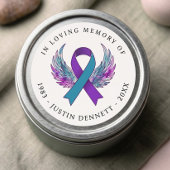 Aangepaste 'In Loving Memory' Zelfmoordbewustzijn Ronde Sticker