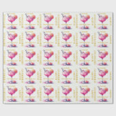Aangepaste in Roze Cocktail Happy Birthday Bash Cadeaupapier (Vlak)