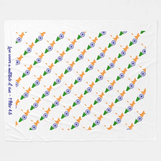 Aangepaste INDIA-VLAG Fleece Deken (Voorkant (Horizontaal))