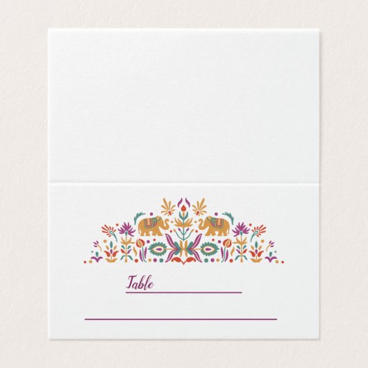 Aangepaste Indiase bloemen Elefant Visitekaartje (Buitenkant ongevouwen)