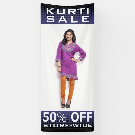 Aangepaste Indiase Vrouwen Mode Kurti Sale Spandoek (Verticaal)