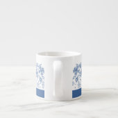 Aangepaste Indigo Blauwe Bloemrijke Rand Espresso  Kop (Achterkant)