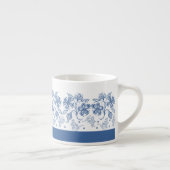 Aangepaste Indigo Blauwe Bloemrijke Rand Espresso  Kop (Rechts)