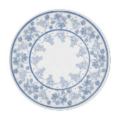 Aangepaste Indigo Blauwe Bloemrijke Rand Snijplank (Voorkant)