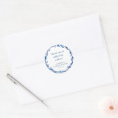 Aangepaste Indigo Blauwe Inkt Botanische Bruilofts Ronde Sticker (Envelop)