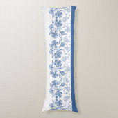 Aangepaste Indigo Blue Floral Border Body Pillow Lichaamskussen (Voorkant Verticaal)