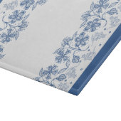 Aangepaste Indigo Blue Floral Border Cutting Board Snijplank (Hoek)