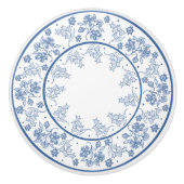 Aangepaste Indigo Blue Floral Border Drawer Knob Keramische Knop (Voorkant)