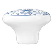 Aangepaste Indigo Blue Floral Border Drawer Knob Keramische Knop (Zijkant)