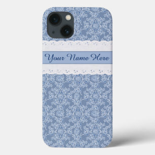 Aangepaste Indigo Blue Floral Faux Lace iPad Case