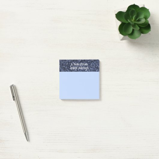 Aangepaste indigo Blue Glitter Post-it® Notes (Kantoor)