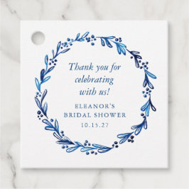 Aangepaste Indigo Blue Ink Botanical Vrijgezellenf Bedankjes Labels