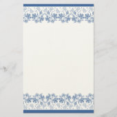 Aangepaste indigoblauwe Floral Border Stationery Briefpapier (Voorkant)