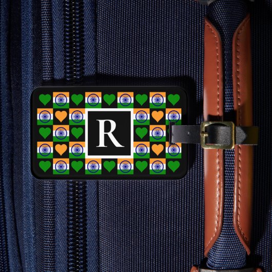 Aangepaste Indische vlag Aangepaste tekstbrief Ind Bagagelabel (Voorkant Insitu 4)