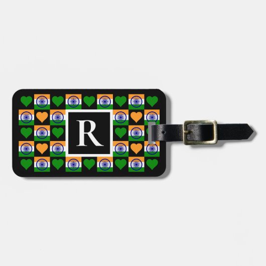 Aangepaste Indische vlag Aangepaste tekstbrief Ind Bagagelabel (Voorkant horizontaal)