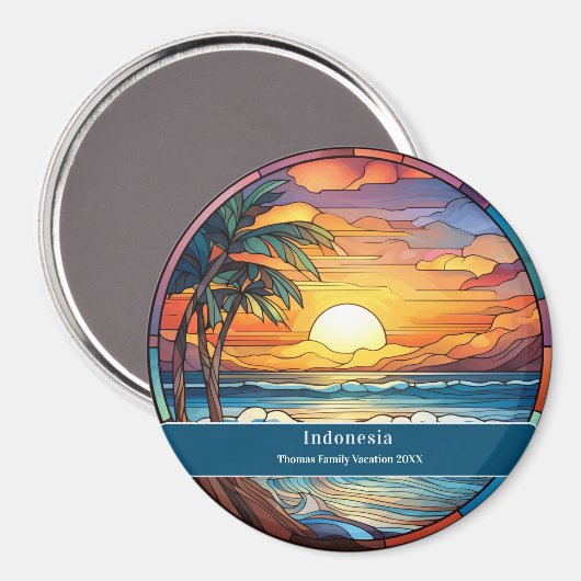 Aangepaste Indonesische strandvakantie Magneet (Voorkant / Achterkant)