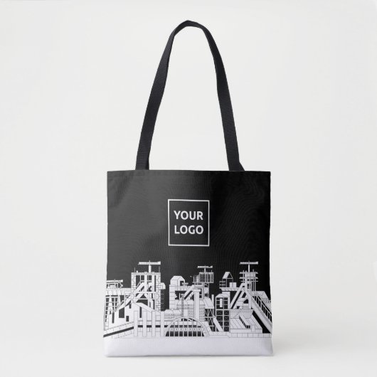 Aangepaste industriële skyline-tas met logo tote bag (Voorkant)