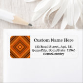 Aangepaste info + bruin & Oranje vierkanten patroo Etiket (Insitu)