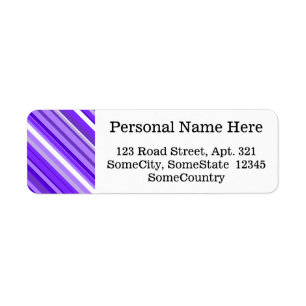Aangepaste info + Paars en wit striped patroon Etiket
