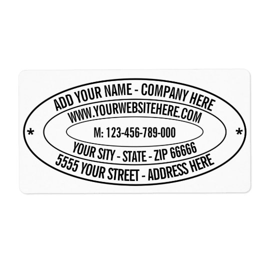 Aangepaste informatie over uw bedrijfsnaam Adresla Etiket (Voorkant)