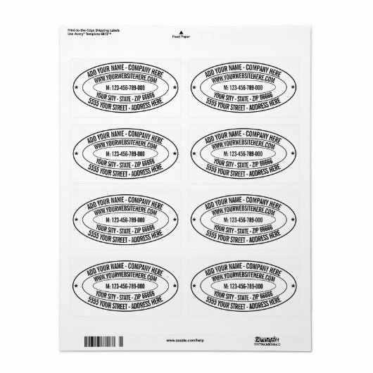 Aangepaste informatie over uw bedrijfsnaam Adresla Etiket (Full Sheet)