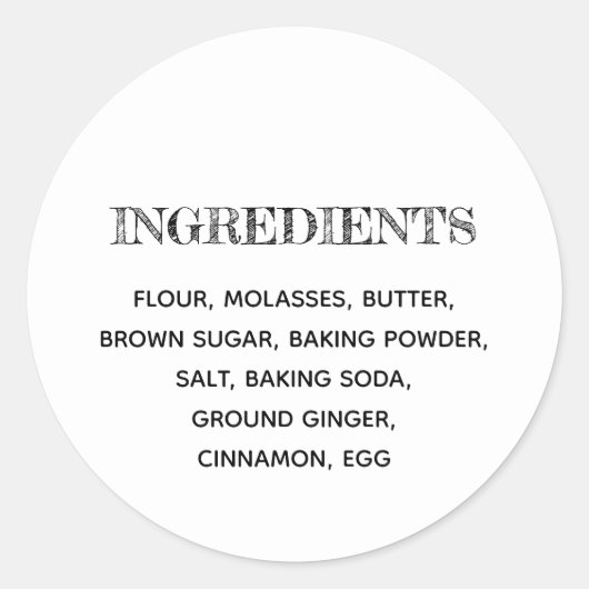 Aangepaste ingrediënten Gingerbrood Homemade Cooki Ronde Sticker (Voorkant)