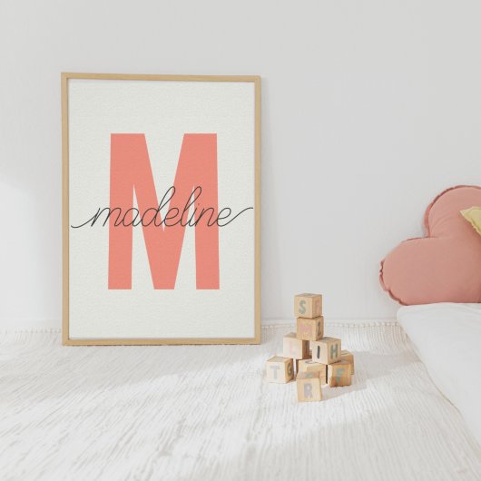 Aangepaste Initiaal afdrukken | Moderne monogram w Poster