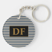 Aangepaste Initiaal blauw/vanille strepen Sleutelh Sleutelhanger (Achterkant)
