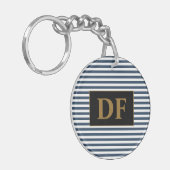 Aangepaste Initiaal blauw/wit strepen Sleutelhange Sleutelhanger (Voorkant Links)