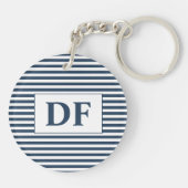 Aangepaste Initiaal blauw/wit strepen Sleutelhange Sleutelhanger (Achterkant)
