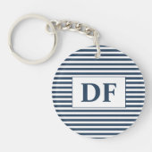 Aangepaste Initiaal blauw/wit strepen Sleutelhange Sleutelhanger (Voorkant)