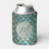 Aangepaste initiaal blauwe schalen geweven blikjeskoeler (Blikje Voorkant)