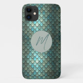 Aangepaste initiaal blauwe schalen geweven Case-Mate iPhone case (Achterkant)