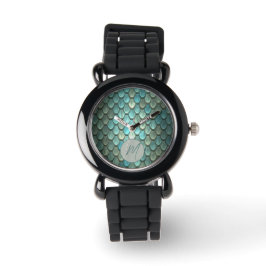 Aangepaste initiaal blauwe schalen geweven horloge