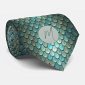Aangepaste initiaal blauwe schalen geweven stropdas (Opgerold)