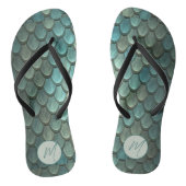 Aangepaste initiaal blauwe schalen geweven teenslippers (Voetbed)