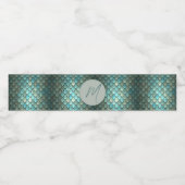 Aangepaste initiaal blauwe schalen geweven waterfles etiket (Enkel label)