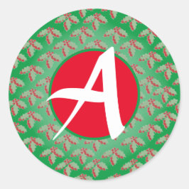 AANGEPASTE INITIAAL DENNENBOL KERST ONTWERP STICKE RONDE STICKER