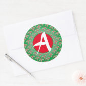 AANGEPASTE INITIAAL DENNENBOL KERST ONTWERP STICKE RONDE STICKER (Envelop)