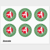 AANGEPASTE INITIAAL DENNENBOL KERST ONTWERP STICKE RONDE STICKER (Vel)