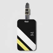 Aangepaste initiaal diagonale lijnen zwart bagagelabel (Voorkant (verticaal))