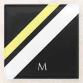 Aangepaste initiaal diagonale lijnen zwart glazen onderzetter (Voorkant)