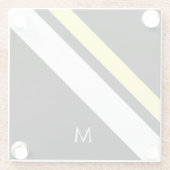 Aangepaste initiaal diagonale lijnen zwart glazen onderzetter (Achterkant)