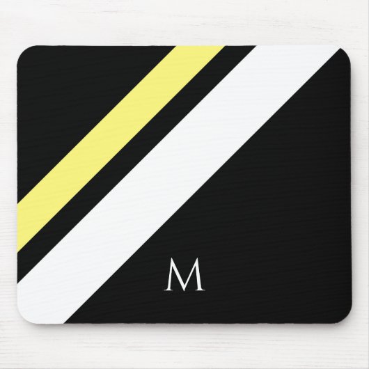 Aangepaste initiaal diagonale lijnen zwart muismat (Voorkant)