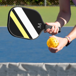 Aangepaste initiaal diagonale lijnen zwart pickleball paddle