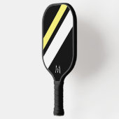 Aangepaste initiaal diagonale lijnen zwart pickleball paddle (Links)