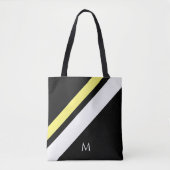 Aangepaste initiaal diagonale lijnen zwart tote bag (Voorkant)